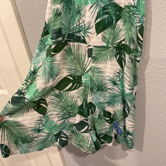 DO+BE tropical green and white striped high neck romper resort wear - Picture 3 of 6